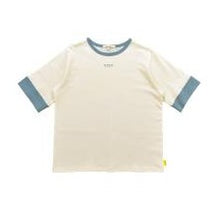 画像をギャラリービューアに読み込む, ＃FIKA 刺繍入り ﾘﾝｶﾞｰ Tｼｬﾂ ｵﾌﾎﾜｲﾄ M ｻｲｽﾞ 水族館カラー 配色Tシャツ ライトブルー カジュアル 涼しげ 夏 :4582603478104
