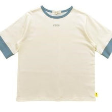 画像をギャラリービューアに読み込む, ＃FIKA 刺繍入り ﾘﾝｶﾞｰ Tｼｬﾂ ｵﾌﾎﾜｲﾄ L ｻｲｽﾞ 水族館カラー 配色Tシャツ ライトブルー カジュアル 涼しげ 夏 :4582603478142
