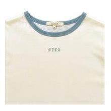 画像をギャラリービューアに読み込む, ＃FIKA 刺繍入り ﾘﾝｶﾞｰ Tｼｬﾂ ｵﾌﾎﾜｲﾄ L ｻｲｽﾞ 水族館カラー 配色Tシャツ ライトブルー カジュアル 涼しげ 夏 :4582603478142
