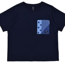 画像をギャラリービューアに読み込む, ＃ﾊﾟｯﾁﾜｰｸ pt ﾎﾟｹｯﾄ Tｼｬﾂ ﾈｲﾋﾞｰ L ｻｲｽﾞ ドット ストライプ カジュアル 阿波藍風 和モダン トレンド :4582603479699
