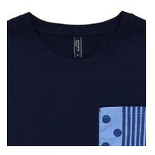 画像をギャラリービューアに読み込む, ＃ﾊﾟｯﾁﾜｰｸ pt ﾎﾟｹｯﾄ Tｼｬﾂ ﾈｲﾋﾞｰ L ｻｲｽﾞ ドット ストライプ カジュアル 阿波藍風 和モダン トレンド :4582603479699
