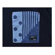 画像をギャラリービューアに読み込む, ＃ﾊﾟｯﾁﾜｰｸ pt ﾎﾟｹｯﾄ Tｼｬﾂ ﾈｲﾋﾞｰ L ｻｲｽﾞ ドット ストライプ カジュアル 阿波藍風 和モダン トレンド :4582603479699
