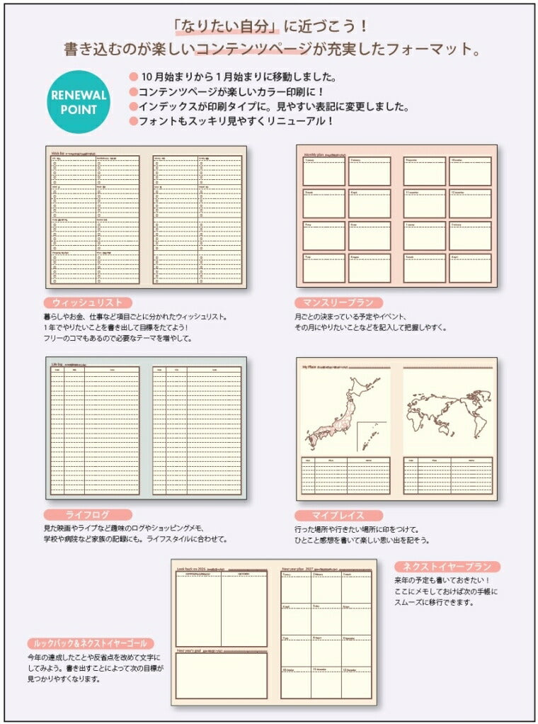 【SALE価格★1000円ポッキリ】LABCLIP ﾗﾎﾞｸﾘｯﾌﾟ 2026 1月始まり 手帳 週間ﾚﾌﾄ式(ﾎﾘｿﾞﾝﾀﾙ) B6 ｳｨｰｸﾘｰ ﾎﾘｿﾞﾝﾀﾙ Type3 ｼﾞｪﾑ ｶｲﾗ ﾗｲﾌﾛｸﾞ ｳｨｯｼｭﾘｽﾄ 2026年  ｽｹｼﾞｭｰﾙ帳 手帳のﾀｲﾑｷｰﾊﾟｰ :4582354963416