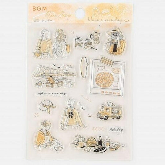BGM ﾋﾞｰｼﾞｰｴﾑ ｽﾀﾝﾌﾟ ･ ｸﾘｱｽﾀﾝﾌﾟ 休日の過ごし方 ﾎﾘﾃﾞｰ ｽﾀﾝﾌﾟ台 ｲﾝｸ かわいい ｷｬﾗｸﾀｰ 手帳 ｲﾗｽﾄ 6mm ごほうびｽﾀﾝﾌﾟ 事務 先生 ｽｹｼﾞｭｰﾙ帳 手帳のﾀｲﾑｷｰﾊﾟｰ :4589435514055