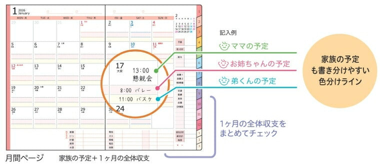 【SALE価格★】KUTSUWA ｸﾂﾜ 2026 2025年 12月始まり 手帳 週間ﾊﾞｰﾃｨｶﾙ式(ﾊﾞｰﾁｶﾙ) B6 家族 家計簿付き手帳 ﾌﾗﾜｰ ｶﾌｪのひととき ZOO ｼﾏｴﾅｶﾞ 1月始まり 対応 大人かわいい  ｽｹｼﾞｭｰﾙ帳 手帳のﾀｲﾑｷｰﾊﾟｰ :4901478067556