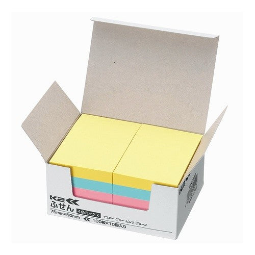 ＃ふせん＜Ｋ２＞７５×５０ｍｍ４色混色１００枚×１０冊 ｺｸﾖ(株) :4901480310534