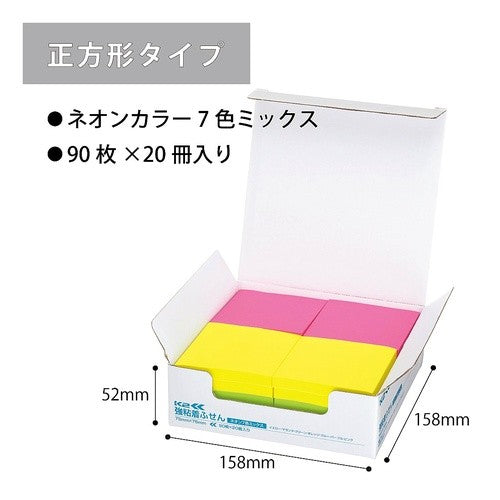 ＃強粘着ふせんＫ２７５×７５２０冊正方形タイプ（ネオン７色ミックス） ｺｸﾖ(株) :4901480340890