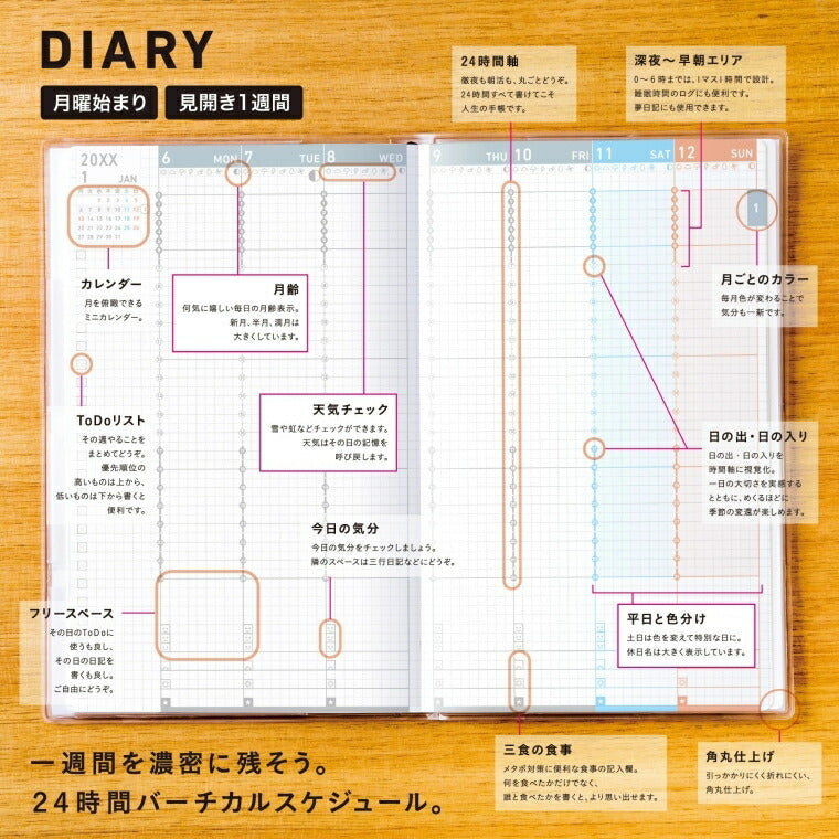 KOKUYO ｺｸﾖ 2026 2025年 11月始まり 手帳 週間ﾊﾞｰﾃｨｶﾙ式(ﾊﾞｰﾁｶﾙ) B6 ｼﾞﾌﾞﾝ手帳 mini ﾐﾆ  ｽﾘﾑ DIARY 日記 24時間 じぶん 自分手帳 ﾀﾞｲｱﾘｰ  ｽｹｼﾞｭｰﾙ帳 手帳のﾀｲﾑｷｰﾊﾟｰ :4901480274577