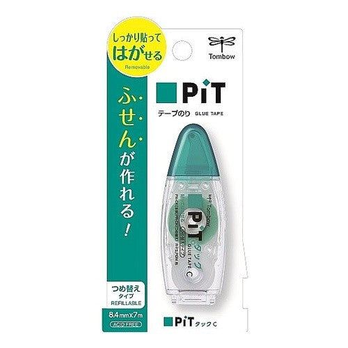 ＃テープのりピットタックＣ トンボ(Tombow) --- トンボ鉛筆 テープのり 貼ってはがせる PiT タックC 本体 (つめ替えタイプ) コンパクト 8.4mm×7ｍ PN-CK : Tape glue pit tack C :4901991654684