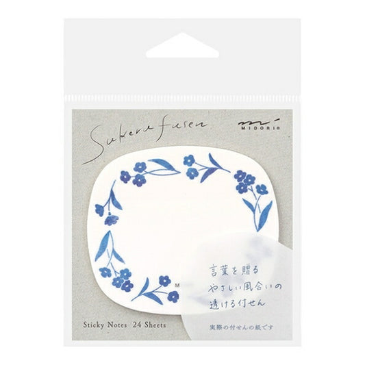 MIDORI Designphil Midori Notebook Accessories - See-through Blue Floral Pattern Sticky Notes, Post-it Notes, Cute and Stylish Speech Bubble Small Character Notepad, Schedule Book, Notebook Timekeeper: 4902805190817
