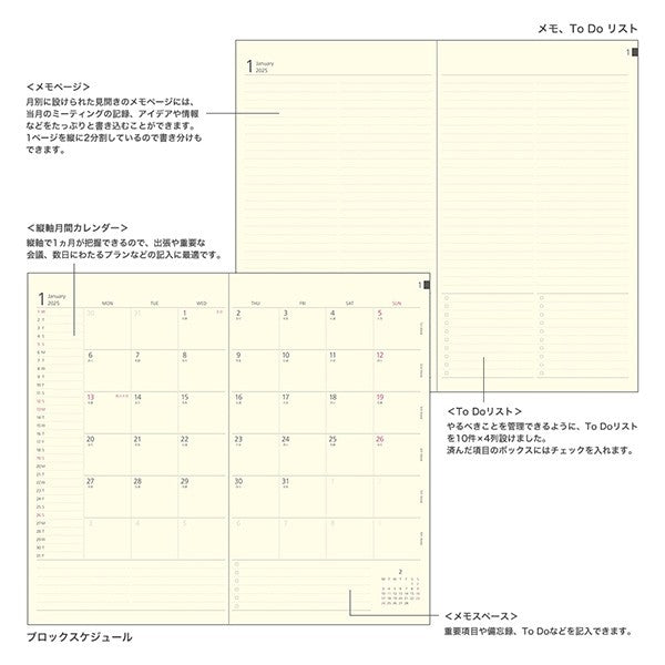 ＃25年PRD<ｽﾘﾑ>月間ﾌﾞﾛｯｸ黒2025 (株)ﾐﾄﾞﾘ :4902805223485