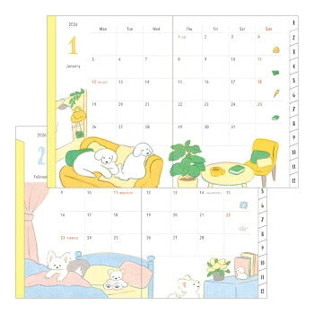 DESINPHIL MIDORI DESIGNPHIL MIDORI 2026 January Start Planner Two-Week Horizontal A6 Pocket Diary A6 Dog Cat Flower Bird Design Adult Cute Diary Schedule Book Planner Timekeeper :4902805221009