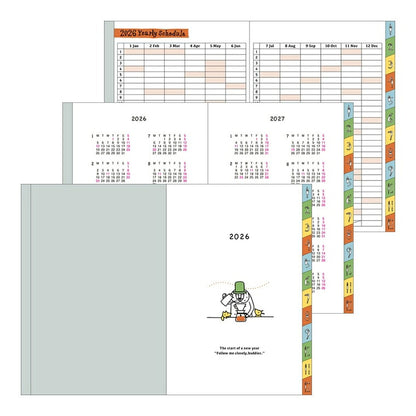 [SALE Price★] DESIGNPHIL MIDORI 2026 January Start Diary Weekly Left (Horizontal) B6 Pocket Diary Dog Cat Flower Bird Ojisan Design Adult Cute Diary Planner Timekeeper Diary: 4902805273466