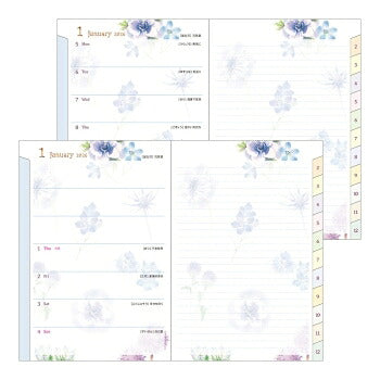 [SALE Price★] DESIGNPHIL MIDORI 2026 January Start Diary Weekly Left (Horizontal) B6 Pocket Diary Dog Cat Flower Bird Ojisan Design Adult Cute Diary Planner Timekeeper Diary: 4902805273466