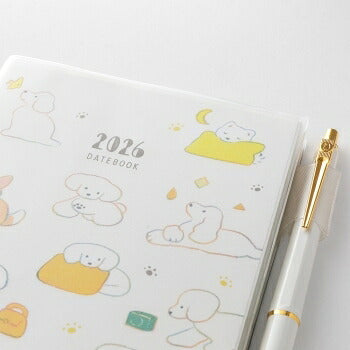 [SALE Price★] DESIGNPHIL MIDORI 2026 January Start Diary Weekly Left (Horizontal) B6 Pocket Diary Dog Cat Flower Bird Ojisan Design Adult Cute Diary Planner Timekeeper Diary: 4902805273466