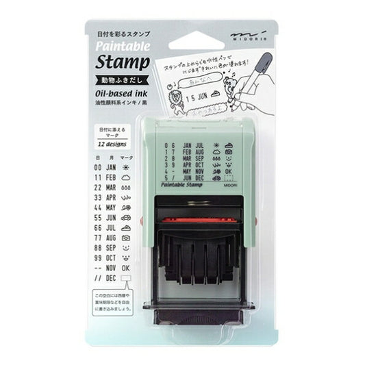MIDORI DESIGNPHIL MIDORI Stamp, Self-inking Date Stamp, Animal Speech Bubble Pattern, Stamp Pad, Ink, Cute, Character, Planner, Illustration, 6mm, 5 pieces, 3 pieces, Reward Stamp, Office, Teacher, Schedule Book, Planner Timekeeper :4902805354578