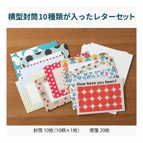 ＃レターセット763 ガサガサ 10柄封筒 赤 (株)ﾐﾄﾞﾘ :4902805867634