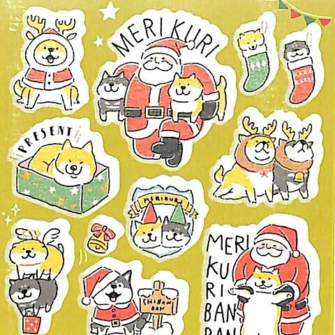 MINDWAVE Stickers Winter Selection 79136 Shibaban Santa Claus & Shiba Seal Book Lucky Bag Schedule Deco Stickers Diary Reward Flower Alphabet Christmas Schedule Book Timekeeper: 4909001791367