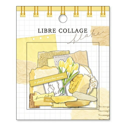 MINDWAVE MIND WAVE Sticker ･ Libre Collage Flake 81066 Yellow Sticker Book Lucky Bag Round Stylish Album Decoration Heart Large Quantity Sticker Smartphone Reward Flower Cute Schedule Book Notebook Timekeeper :4909001810662
