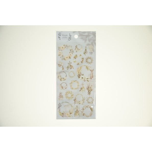 ＃ﾘｰｽ ｽﾃｯｶｰ 81196 ﾍﾞｰｼﾞｭ --- MIND WAVE シール : Wreath sticker 81196 beige :4909001811966