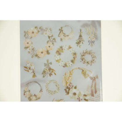 ＃ﾘｰｽ ｽﾃｯｶｰ 81196 ﾍﾞｰｼﾞｭ --- MIND WAVE シール : Wreath sticker 81196 beige :4909001811966