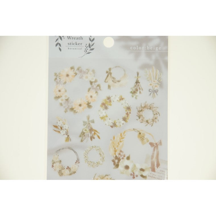 ＃ﾘｰｽ ｽﾃｯｶｰ 81196 ﾍﾞｰｼﾞｭ --- MIND WAVE シール : Wreath sticker 81196 beige :4909001811966