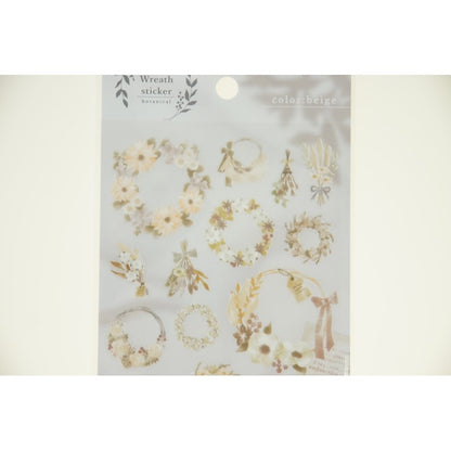 ＃ﾘｰｽ ｽﾃｯｶｰ 81196 ﾍﾞｰｼﾞｭ --- MIND WAVE シール : Wreath sticker 81196 beige :4909001811966