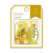 Load image into Gallery viewer, Mustard OSHIBANA FLAKE Mustard Yellow Flower Collage Style Sticker Set MIND WAVE: 4909001814561
