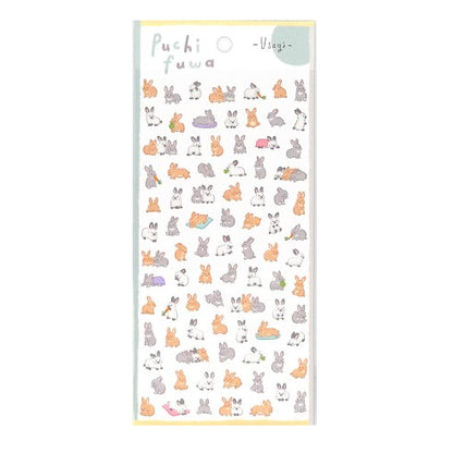 ＃ﾌﾟﾁﾌﾜｽﾃｯｶｰ 81875 ｳｻｷﾞ Puchifuwa プチふわシール うさぎいっぱい ほんわかアニマルステッカー ﾏｲﾝﾄﾞｳｪｲﾌﾞ :4909001818750