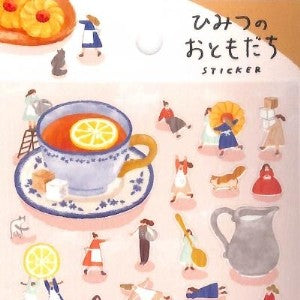 ＃ひみつのおともだち 紅茶 ｽﾃｯｶｰ シール ティータイム ティー 可愛い ナチュラル風 デコ カフェ --- ひみつのおともだちステッカー シール【ひみつのティータイム】デコ 82158 : Secret friend tea sticker :4909001821583