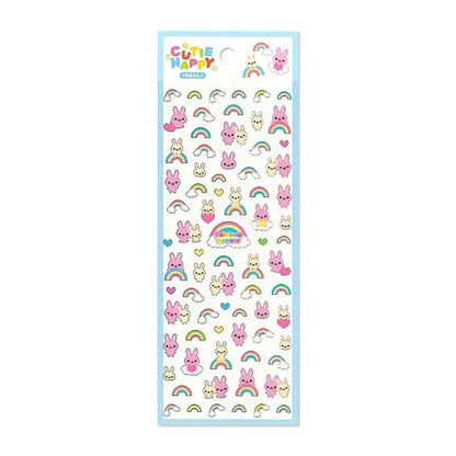 ＃レインボーラビットキューティーハッピー シール --- : Rainbow Rabbit Cutie Happy Seal :4909001827592