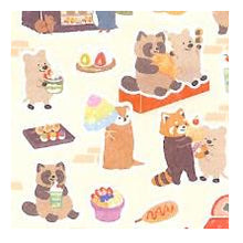 Load image into Gallery viewer, ｼｰﾙ 大 やまのは町内会 食べ歩き グルメシール たぬき くま レッサーパンダ フェレット どうぶつ屋台 エヌビー社 :4909510563363
