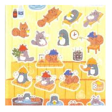 Load image into Gallery viewer, ｼｰﾙ 大 やまのは町内会 ｻｳﾅ ステッカー 動物 リス キツネ ペンギン アヒル サウナハット 水風呂 エヌビー社 :4909510563387
