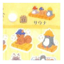 Load image into Gallery viewer, ｼｰﾙ 大 やまのは町内会 ｻｳﾅ ステッカー 動物 リス キツネ ペンギン アヒル サウナハット 水風呂 エヌビー社 :4909510563387
