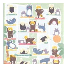 Load image into Gallery viewer, ｼｰﾙ 大 やまのは町内会 ﾖｶﾞ 動物 ピラティス かわいい 癒し系 レッサーパンダ ペンギン エヌビー社 :4909510563394
