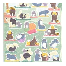 Load image into Gallery viewer, ｼｰﾙ 大 やまのは町内会 ﾖｶﾞ 動物 ピラティス かわいい 癒し系 レッサーパンダ ペンギン エヌビー社 :4909510563394
