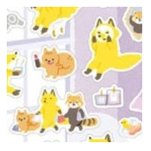 Load image into Gallery viewer, ｼｰﾙ 大やまのは町内会 美容 キツネ タヌキ ネコ おふろ 泡バス 癒し系 かわいい エヌビー社 :4909510563400
