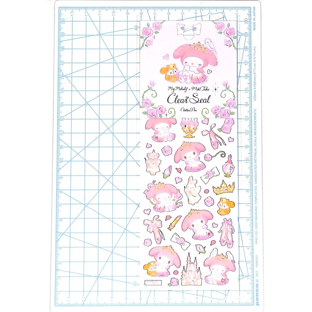 ＃サンリオ クローズピン マイメロディ たけいみき[シールシート]ふち箔クリアシール/メルヘンプリンセス : sanrio :4920097156250