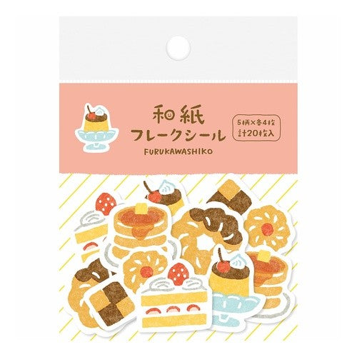 ＃和風ﾌﾚ-ｸｼ-ﾙ　おやつ 古川紙工 --- シール 和紙フレークシール おやつ QSA296 : Japanese style flexi snack :4952270313648