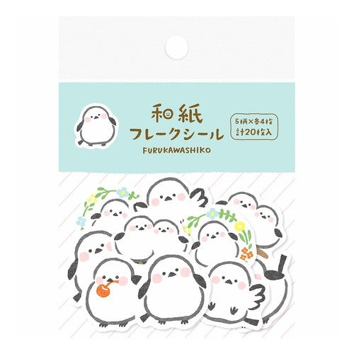 ＃和紙ﾌﾚｰｸｼｰﾙ白い鳥 古川紙工 --- シール 和紙フレークシール 白い鳥 QSA298 : Japanese paper flake seal white bird :4952270313662