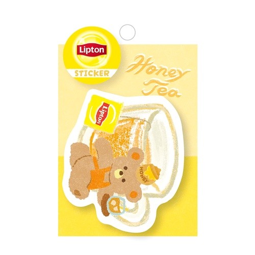 ＃ｽﾃｯｶｰﾊﾆｰﾃｨｰﾘﾌﾟﾄﾝ 古川紙工 --- シール ステッカー BEAR's TEA STAND Lipton ハニーティー QZ49 : Sticker Honey Tea Lipton :4952270314492
