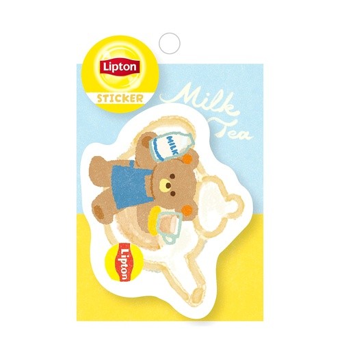 ＃ｽﾃｯｶｰﾐﾙｸﾃｨｰﾘﾌﾟﾄﾝ 古川紙工 --- シール ステッカー BEAR's TEA STAND Lipton ミルクティー QZ51 : Sticker milk tea lipton :4952270314515