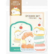 ＃古川紙工 シール お菓子などうぶつ工房 ステッカー3柄セット はさまれワンコ 4952270337996
