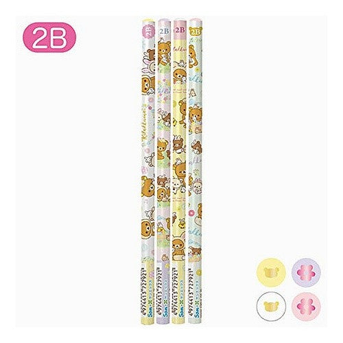 サンエックス 鉛筆 2B リラックマ お花畑のちいさな子うさぎ 4本セット pencil
