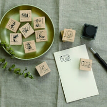 Load image into Gallery viewer, HIGHTIDE Moomin Wood Stamp Number, Figures, Stamp Pad, Ink, Cute Character, Planner, Illustration, 6mm, 5 pieces, 3 pieces, Reward Stamp, Office, Teacher, Schedule Book, Planner Time Keeper: 4988342247429
