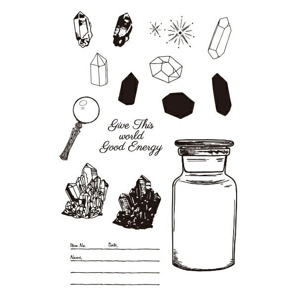 KODOMONOKAO Clear Stamp Sheet MINERAL STONE 0980-032 Stamp pad ink Kawaii character diary illustration 6mm 5 pieces 3 pieces reward stamp office teacher schedule book Diary no Timey: 4990212024726