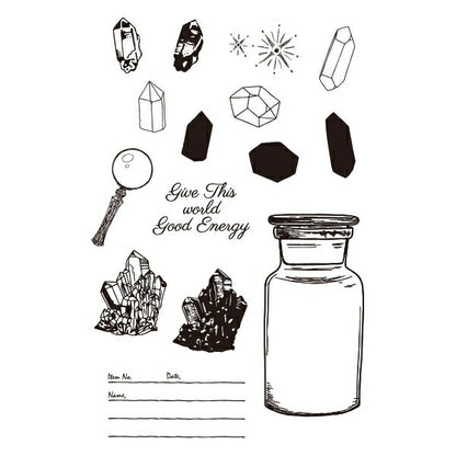 KODOMONOKAO Clear Stamp Sheet MINERAL STONE 0980-032 Stamp pad ink Kawaii character diary illustration 6mm 5 pieces 3 pieces reward stamp office teacher schedule book Diary no Timey: 4990212024726