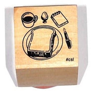 ＃カフェ時間スタンプ トーストと文具の朝ごはん 木製スタンプ #csl :4990212053887