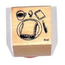 ＃カフェ時間スタンプ トーストと文具の朝ごはん 木製スタンプ #csl :4990212053887