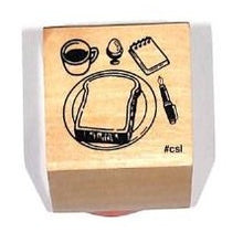 画像をギャラリービューアに読み込む, ＃カフェ時間スタンプ トーストと文具の朝ごはん 木製スタンプ #csl :4990212053887
